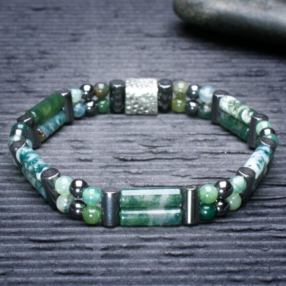 Moss Agate Double Power Bracelet - Picture 2 of 2